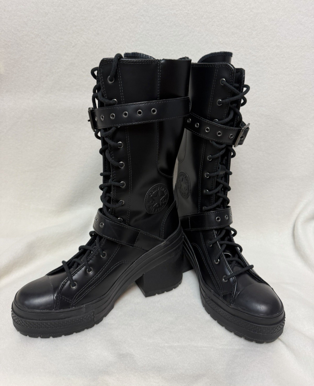 Converse Chuck 70 de Luxe XX High Triple Black Leather Boots Women's Size 8.5